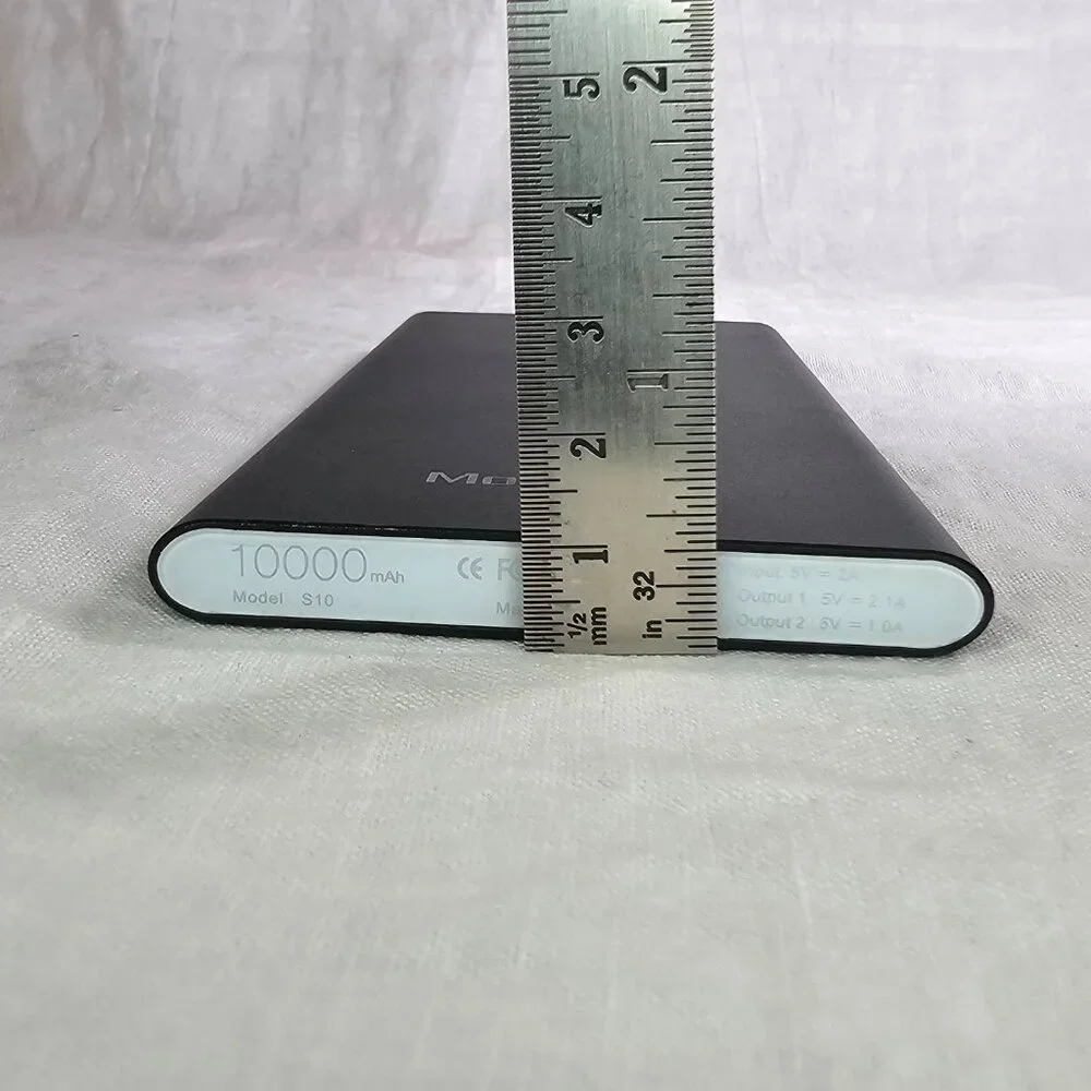 Mopower S10 Slim 10000 mAh Portable Power Bank w Two USB-A Ports & Flashlight